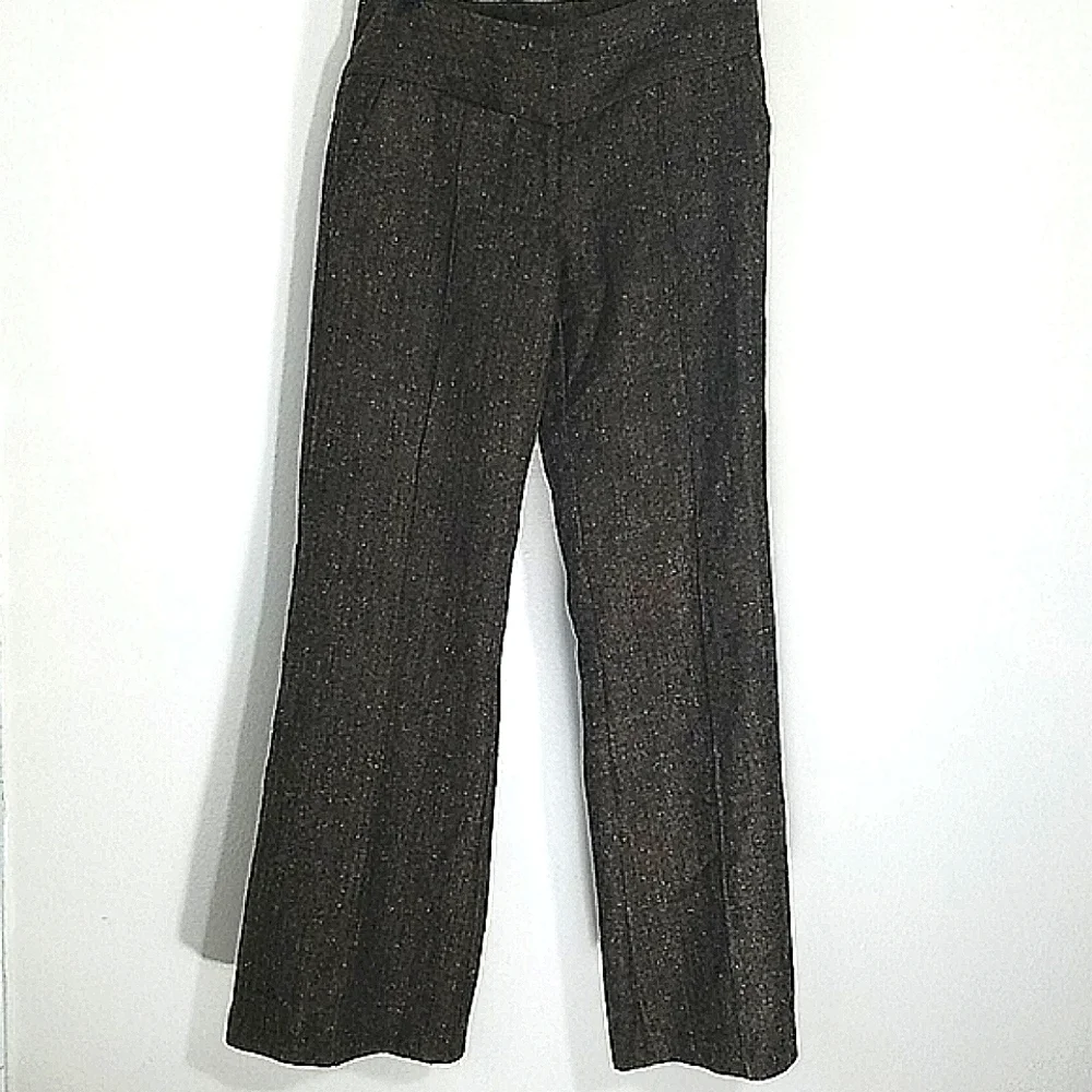 Pants wide leg front pockets wool blend Brown Y2k Old Money - Picture 1 of 9